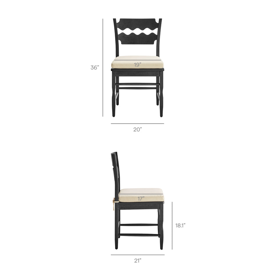 Jax Oak Wood Dining Chair With Wavy Razor Back and Cushion by Modway