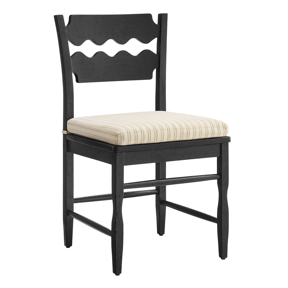 Jax Oak Wood Dining Chair With Wavy Razor Back and Cushion by Modway