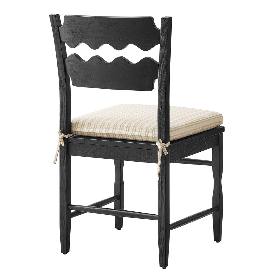 Jax Oak Wood Dining Chair With Wavy Razor Back and Cushion by Modway