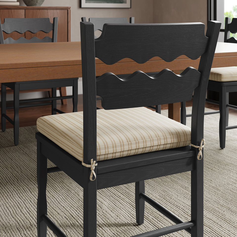 Jax Oak Wood Dining Chair With Wavy Razor Back and Cushion by Modway