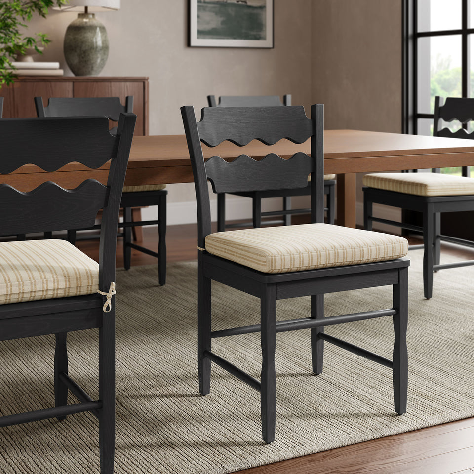 Jax Oak Wood Dining Chair With Wavy Razor Back and Cushion by Modway