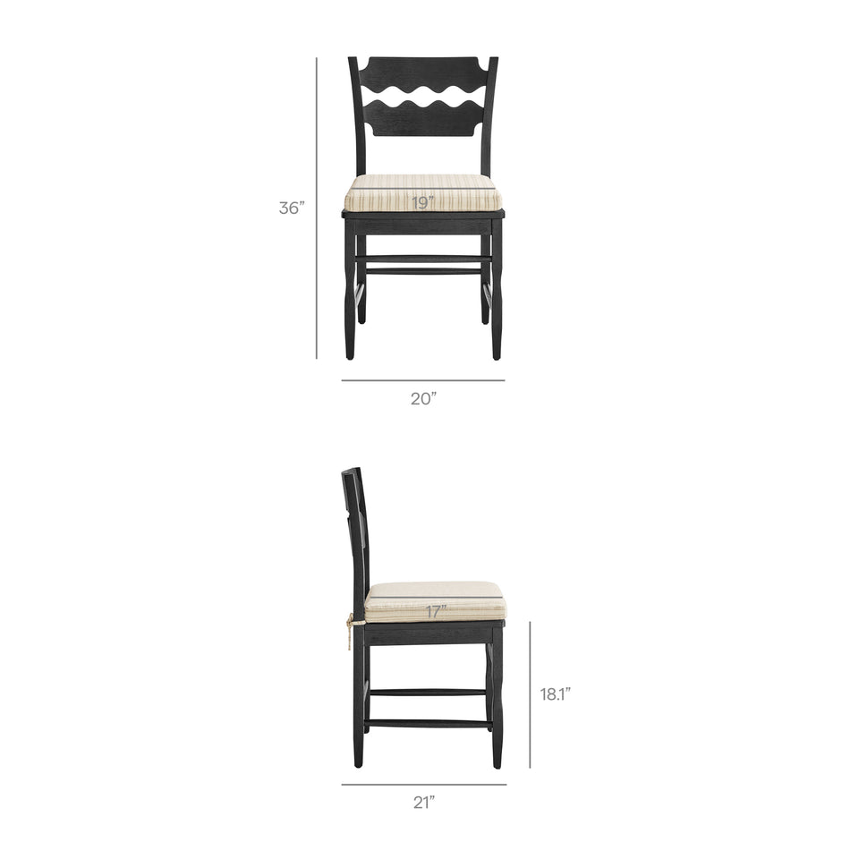 Jax Oak Wood Dining Chair With Wavy Razor Back and Cushion by Modway
