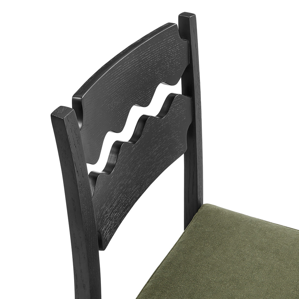 Jax Oak Wood Dining Chair With Wavy Razor Back and Cushion by Modway