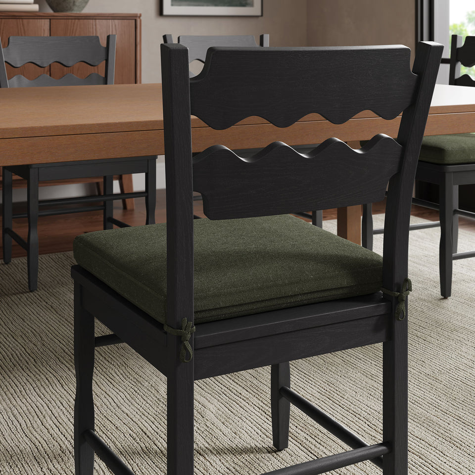 Jax Oak Wood Dining Chair With Wavy Razor Back and Cushion by Modway
