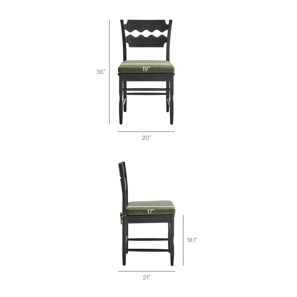 Jax Oak Wood Dining Chair With Wavy Razor Back and Cushion by Modway