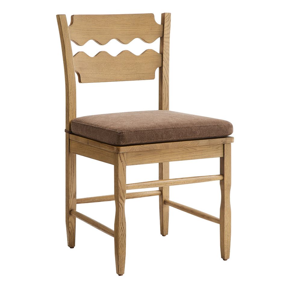 Jax Oak Wood Dining Chair With Wavy Razor Back and Cushion by Modway