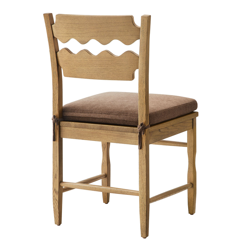 Jax Oak Wood Dining Chair With Wavy Razor Back and Cushion by Modway