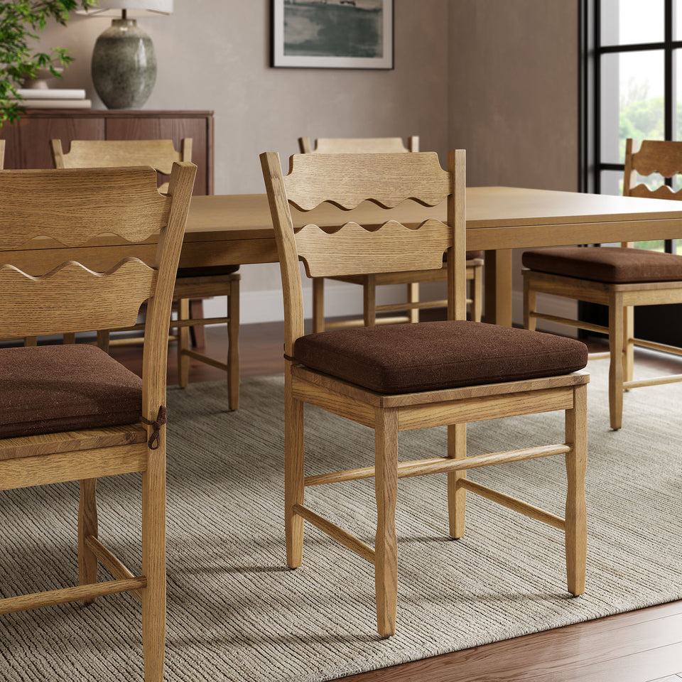 Jax Oak Wood Dining Chair With Wavy Razor Back and Cushion by Modway
