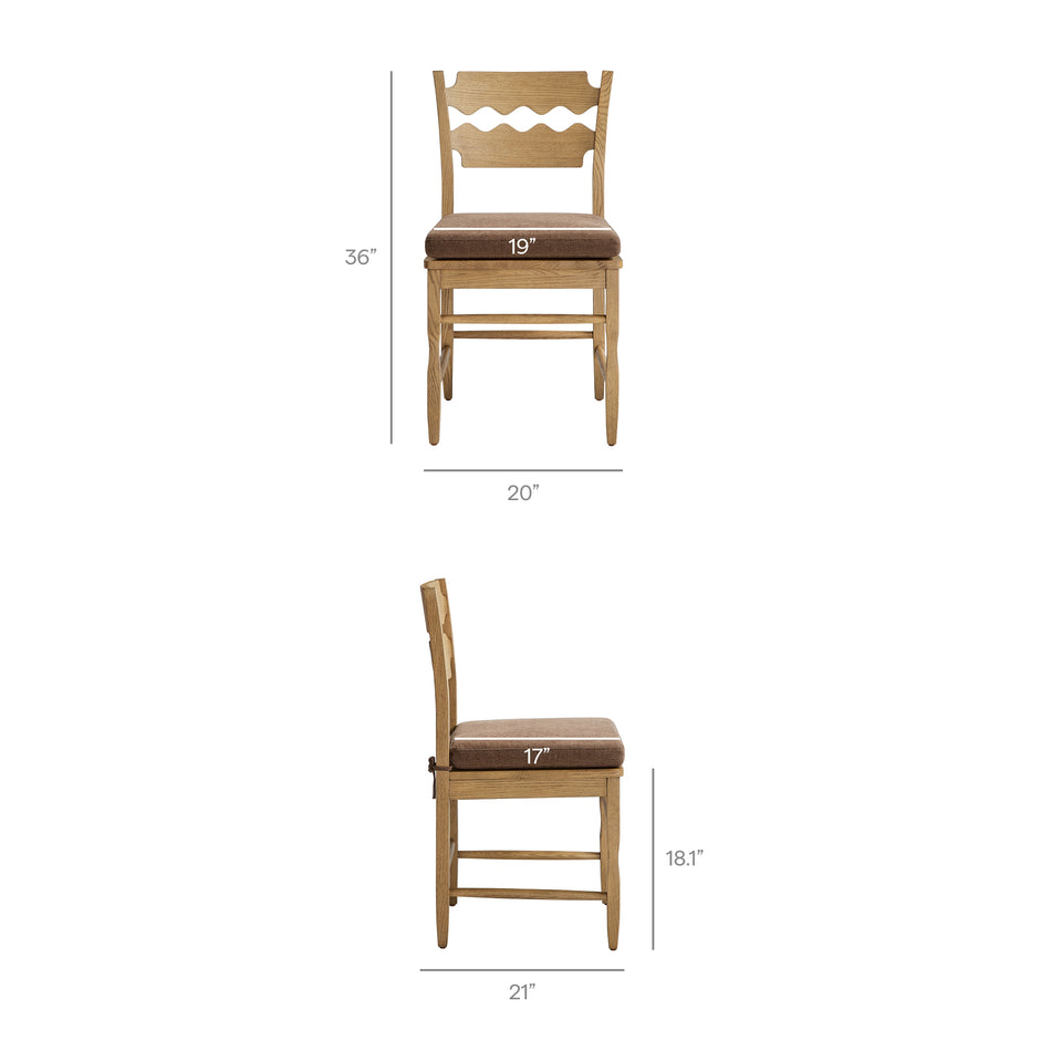 Jax Oak Wood Dining Chair With Wavy Razor Back and Cushion by Modway