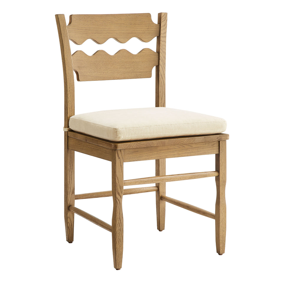Jax Oak Wood Dining Chair With Wavy Razor Back and Cushion by Modway