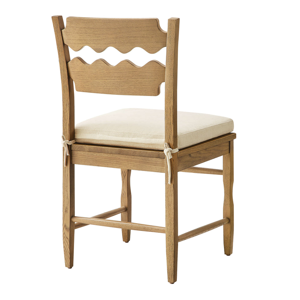 Jax Oak Wood Dining Chair With Wavy Razor Back and Cushion by Modway