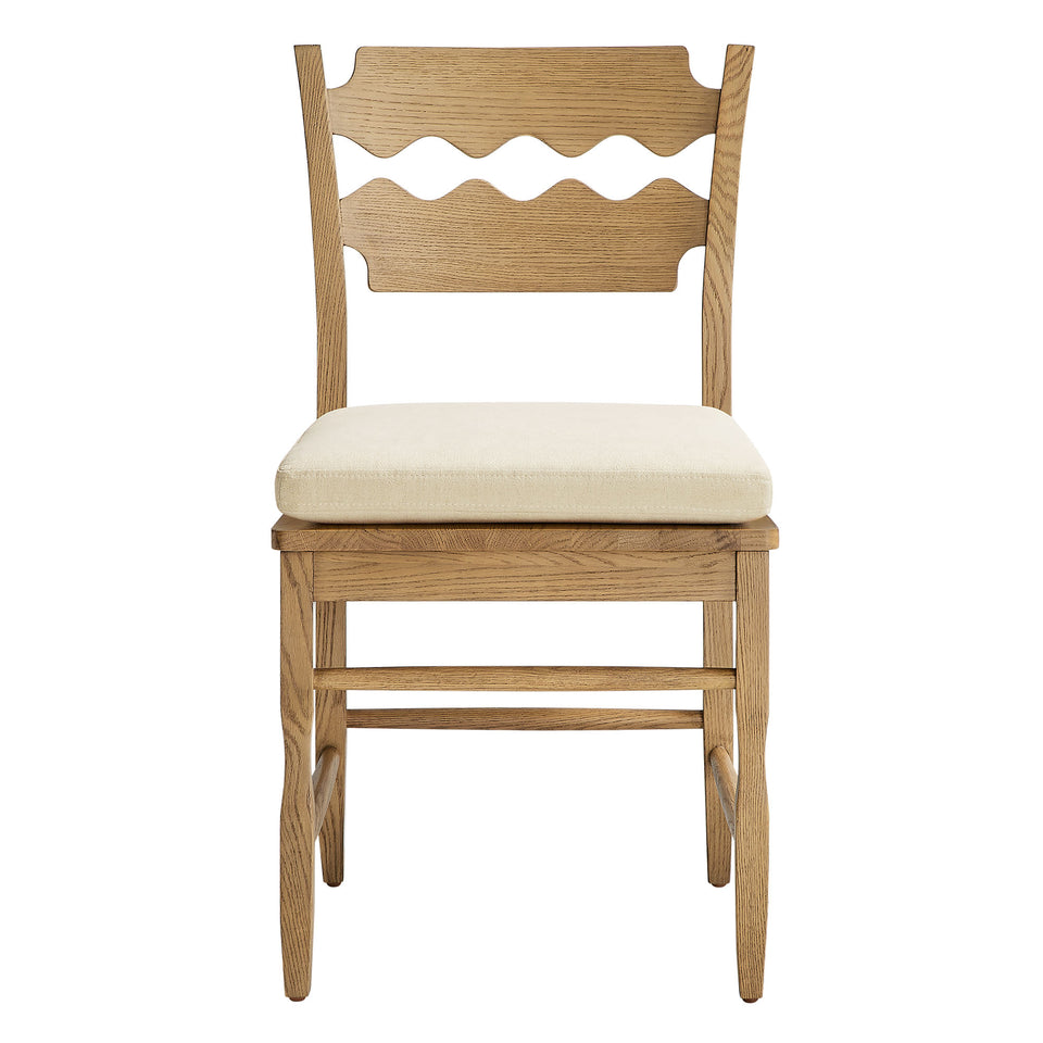 Jax Oak Wood Dining Chair With Wavy Razor Back and Cushion by Modway