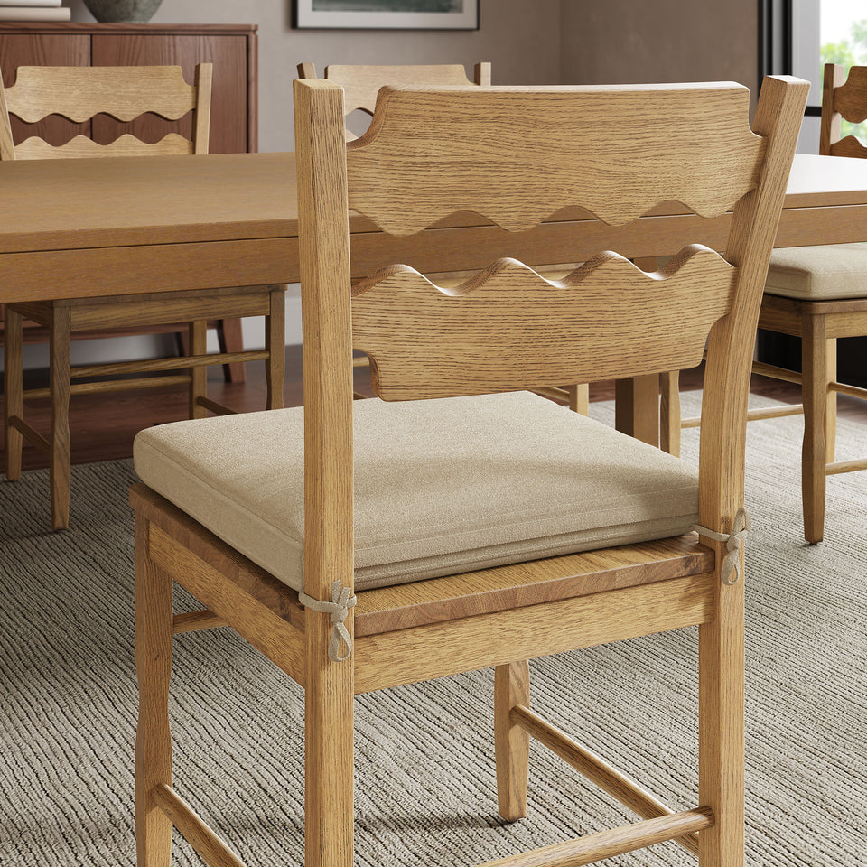 Jax Oak Wood Dining Chair With Wavy Razor Back and Cushion by Modway