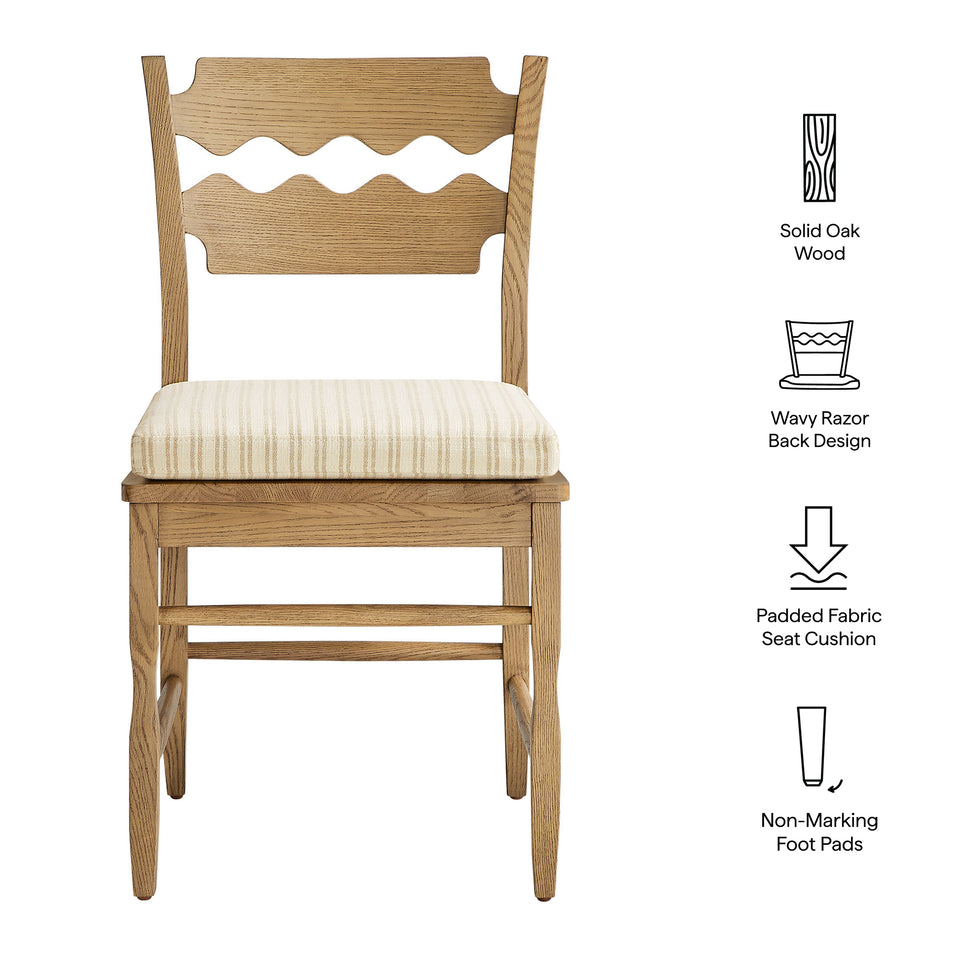 Jax Oak Wood Dining Chair With Wavy Razor Back and Cushion by Modway