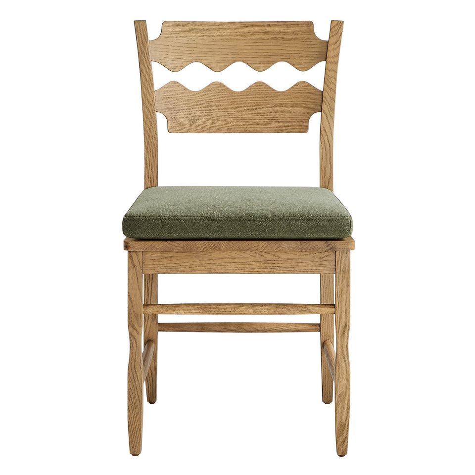Jax Oak Wood Dining Chair With Wavy Razor Back and Cushion by Modway