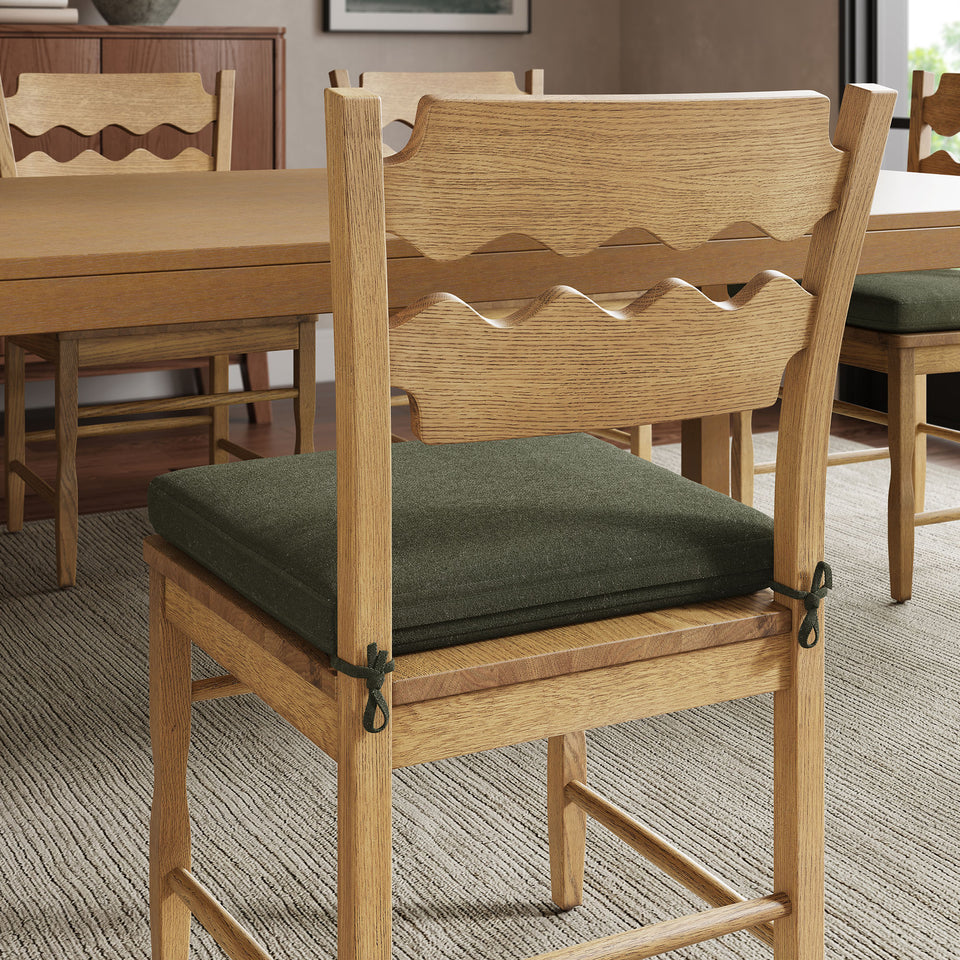 Jax Oak Wood Dining Chair With Wavy Razor Back and Cushion by Modway