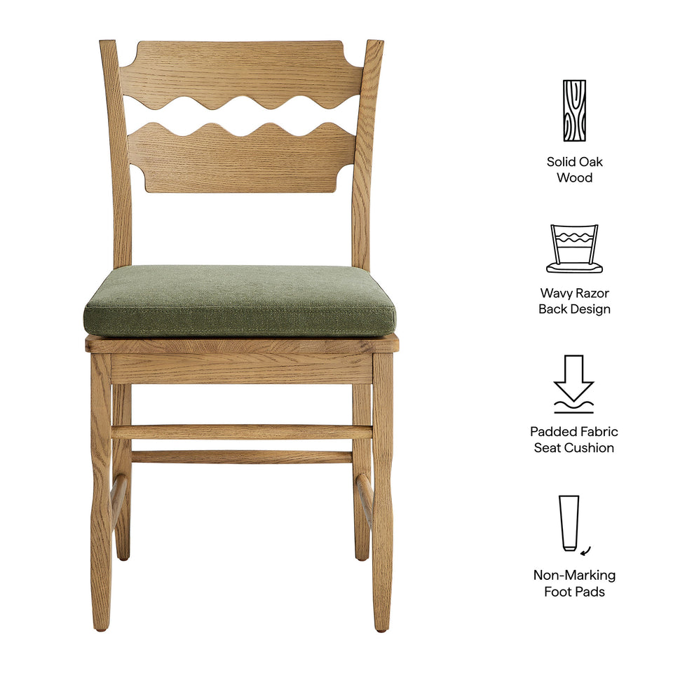 Jax Oak Wood Dining Chair With Wavy Razor Back and Cushion by Modway