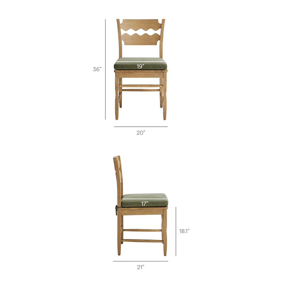 Jax Oak Wood Dining Chair With Wavy Razor Back and Cushion by Modway