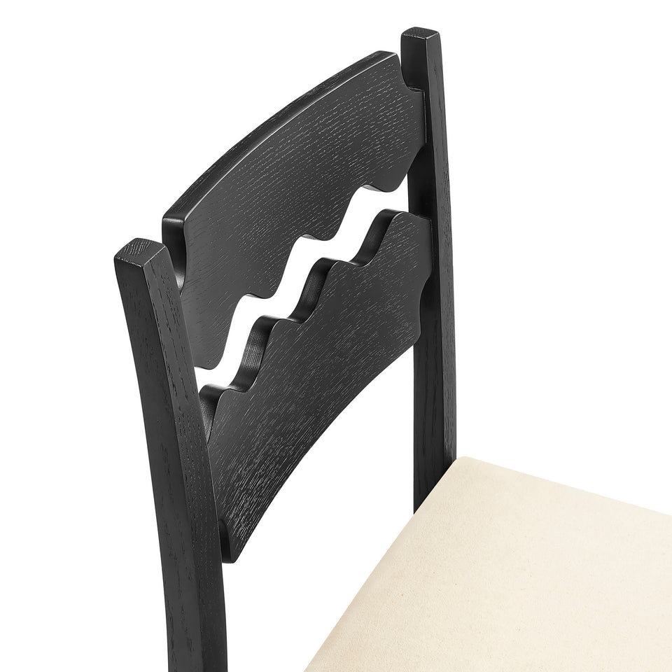 Jax Oak Wood Counter Stool With Wavy Razor Back and Cushion by Modway