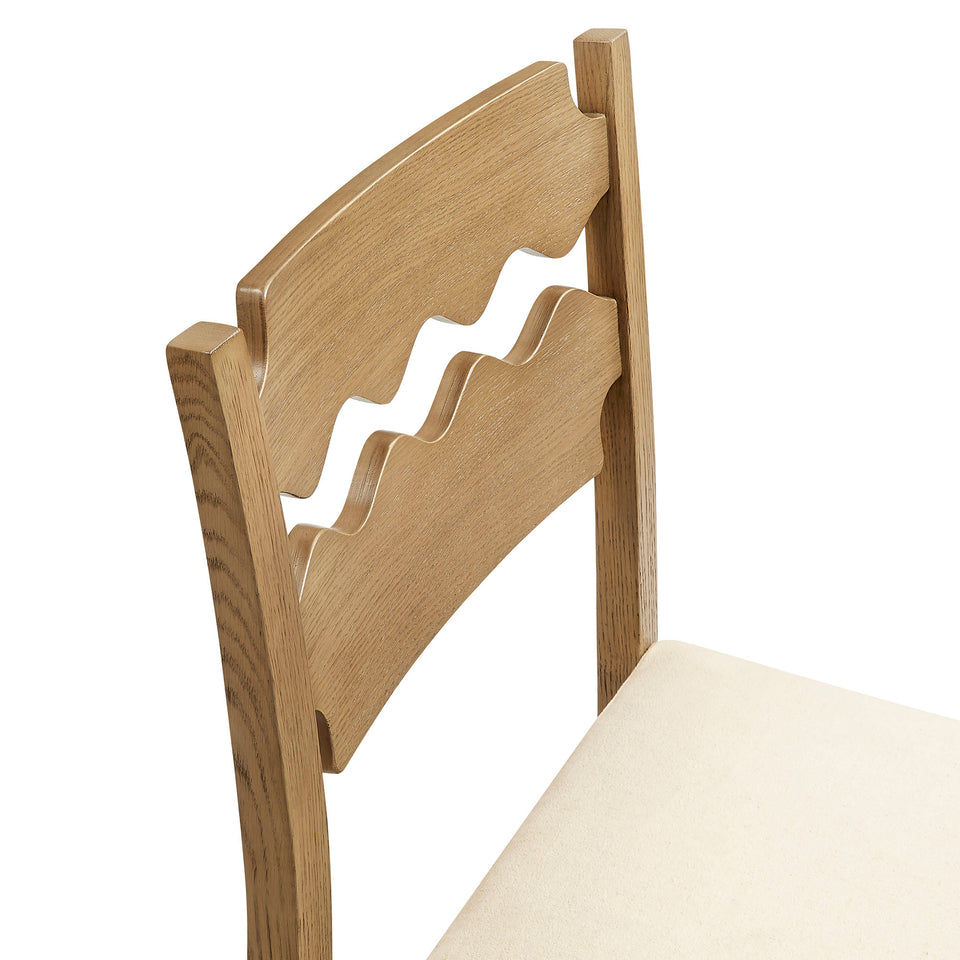 Jax Oak Wood Counter Stool With Wavy Razor Back and Cushion by Modway
