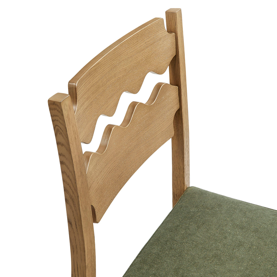 Jax Oak Wood Counter Stool With Wavy Razor Back and Cushion by Modway