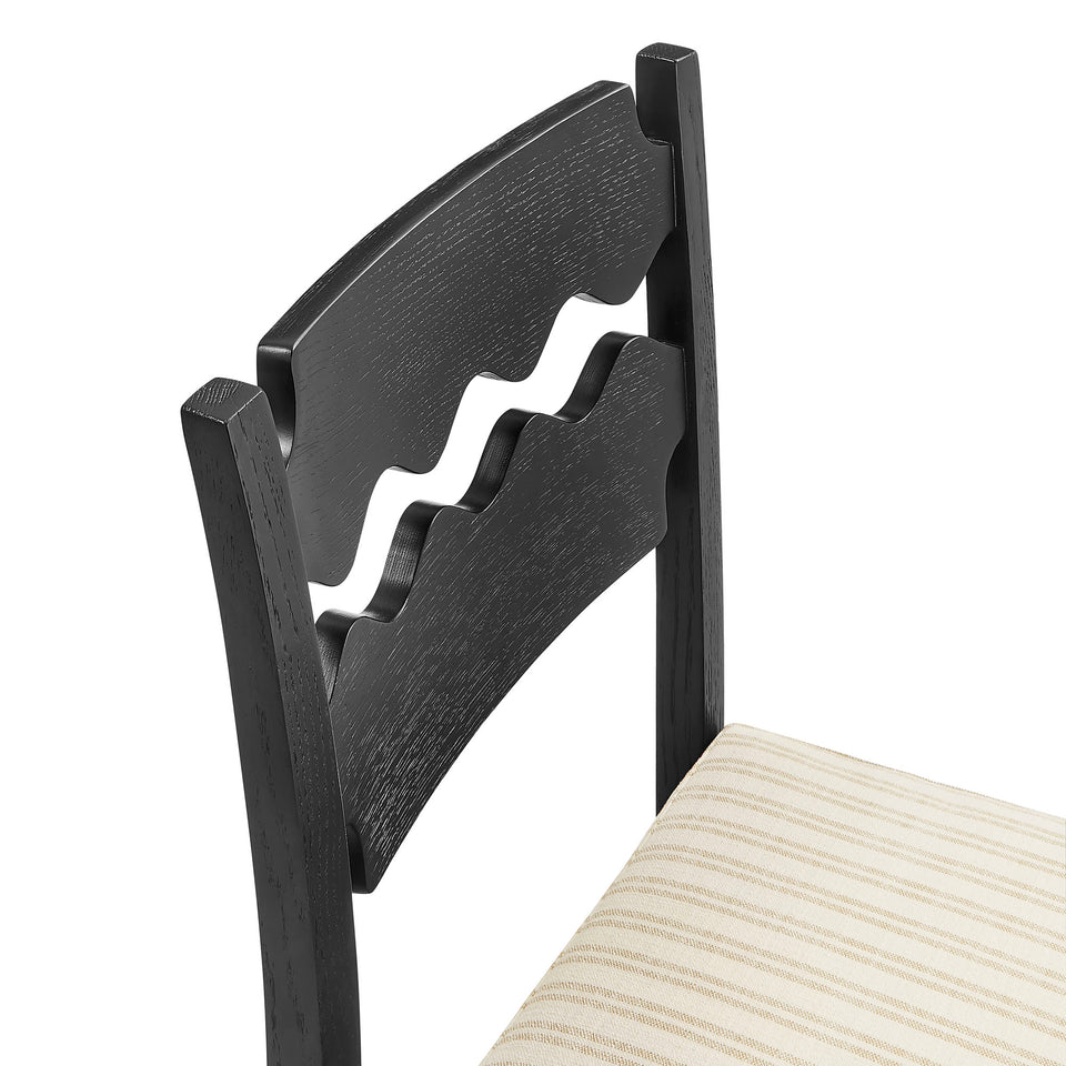 Jax Oak Wood Bar Stool With Wavy Razor Back and Cushion by Modway