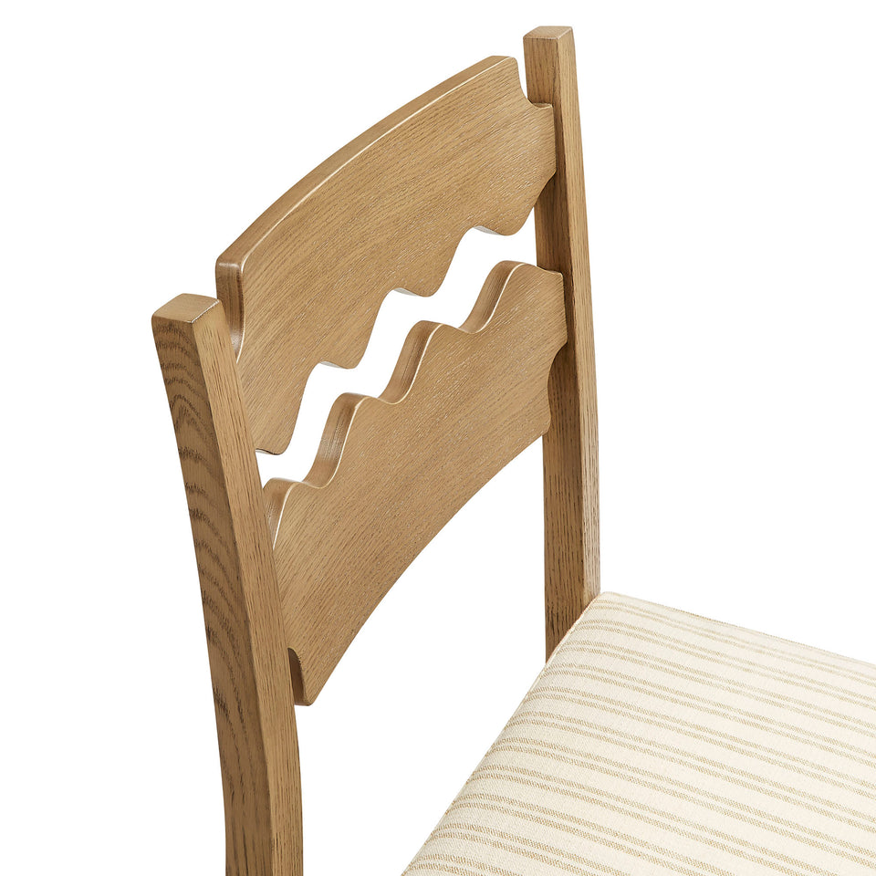 Jax Oak Wood Bar Stool With Wavy Razor Back and Cushion by Modway