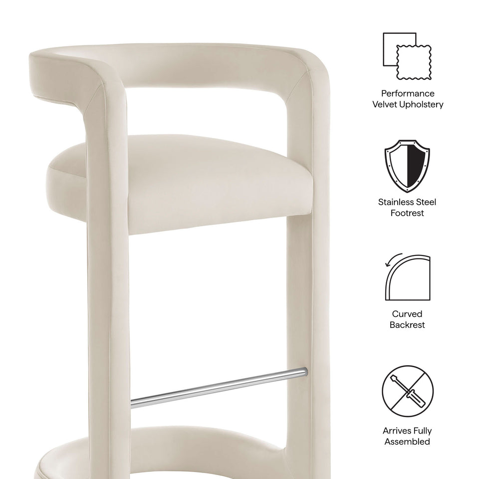 Winslow Performance Velvet Bar Stool Set of 2 by Modway