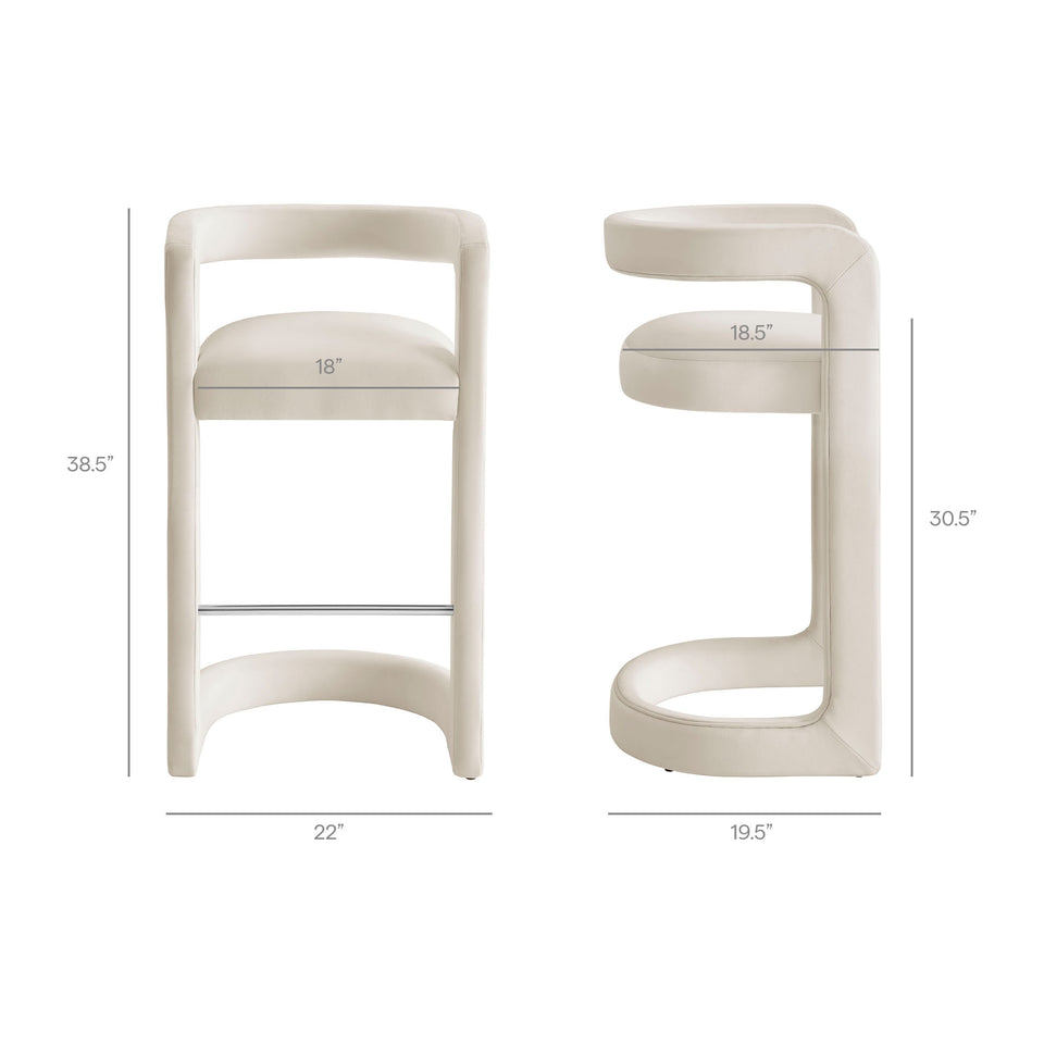 Winslow Performance Velvet Bar Stool Set of 2 by Modway