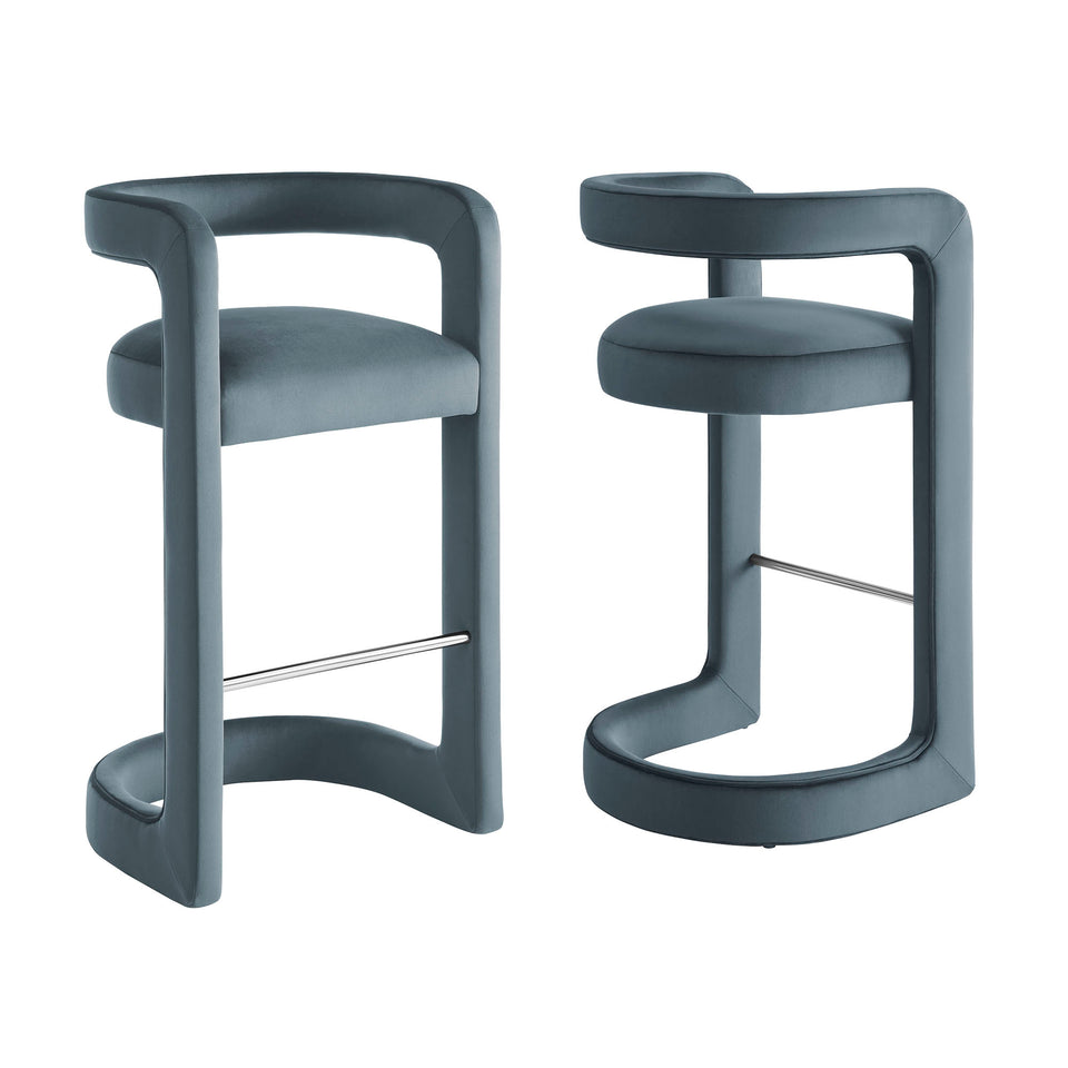 Winslow Performance Velvet Bar Stool Set of 2 by Modway