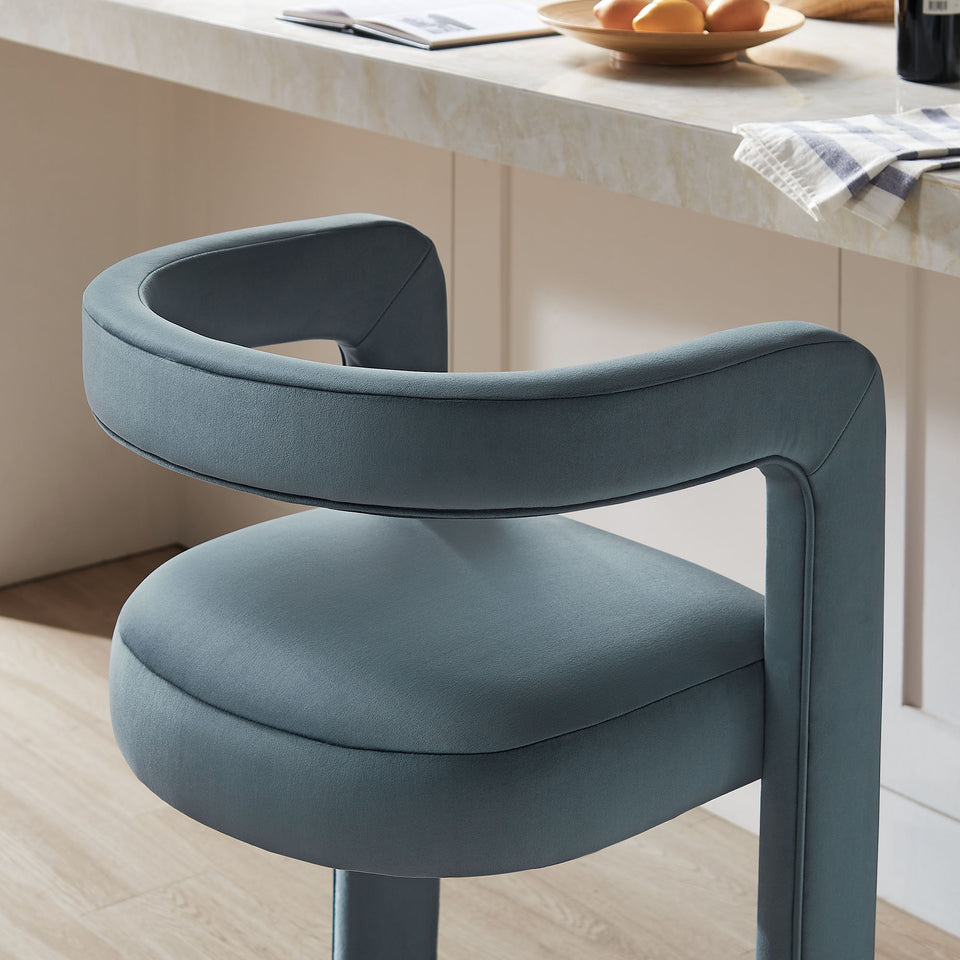 Winslow Performance Velvet Bar Stool Set of 2 by Modway