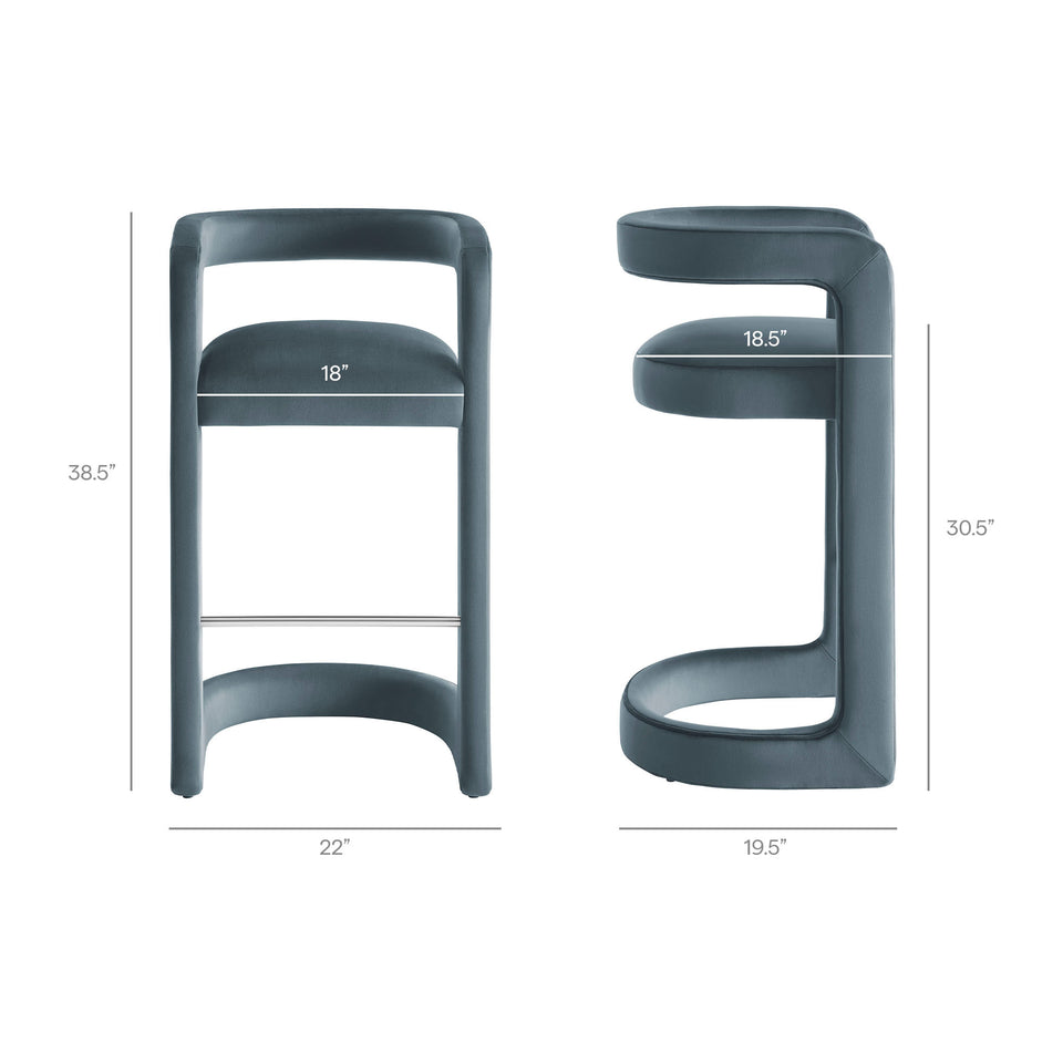 Winslow Performance Velvet Bar Stool Set of 2 by Modway