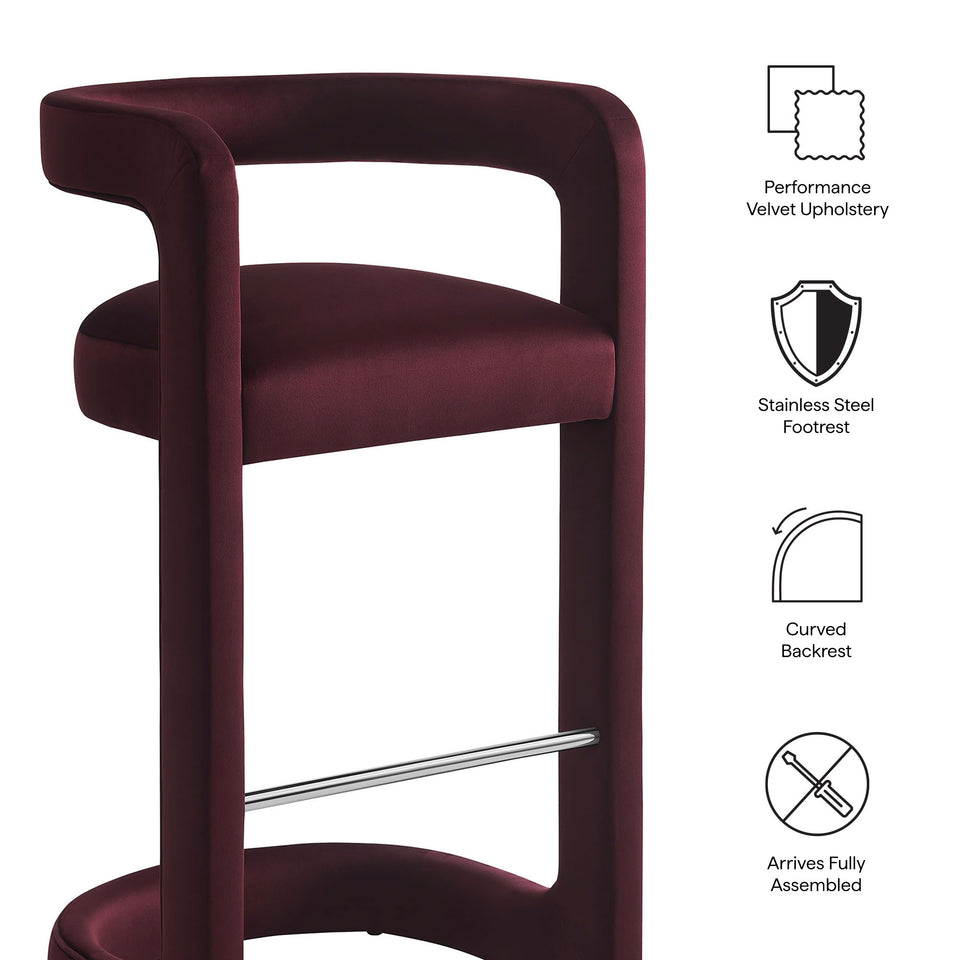 Winslow Performance Velvet Bar Stool Set of 2 by Modway