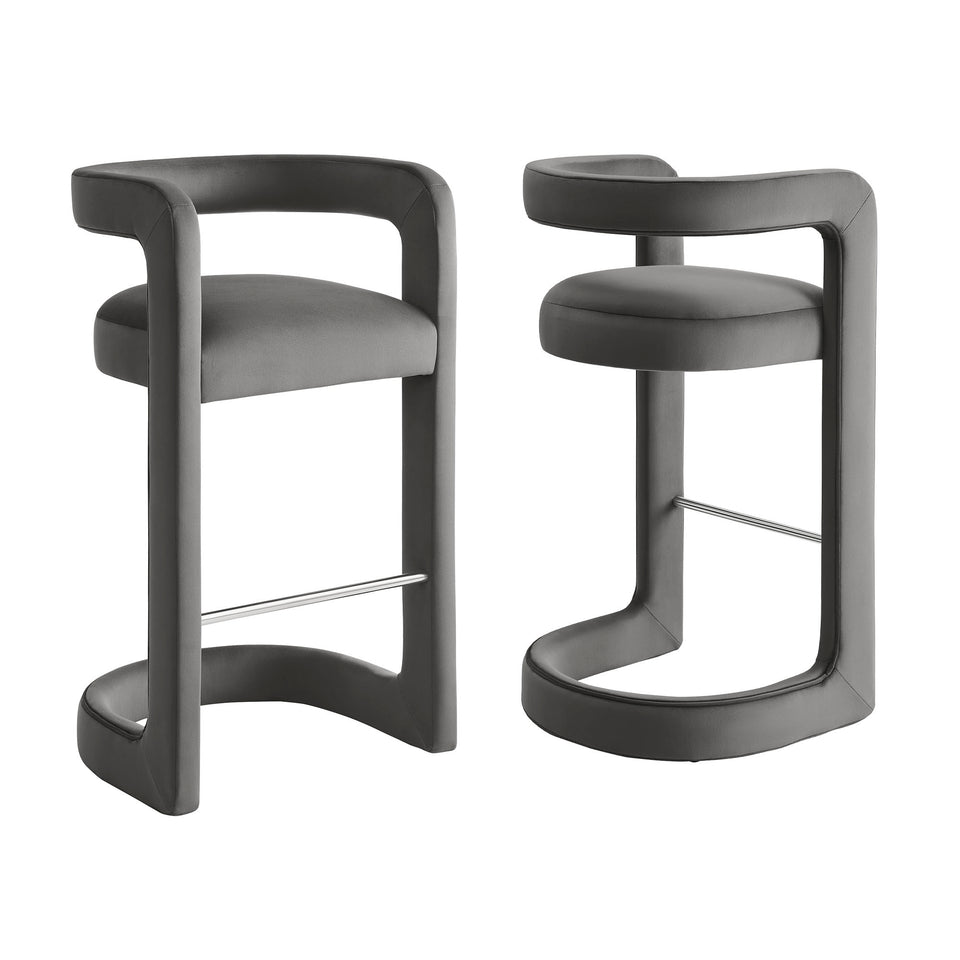 Winslow Performance Velvet Bar Stool Set of 2 by Modway