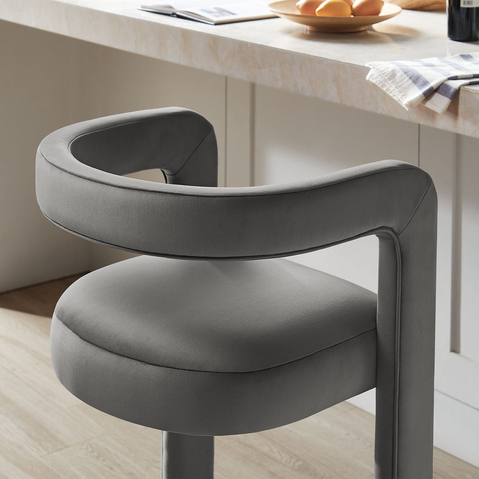 Winslow Performance Velvet Bar Stool Set of 2 by Modway