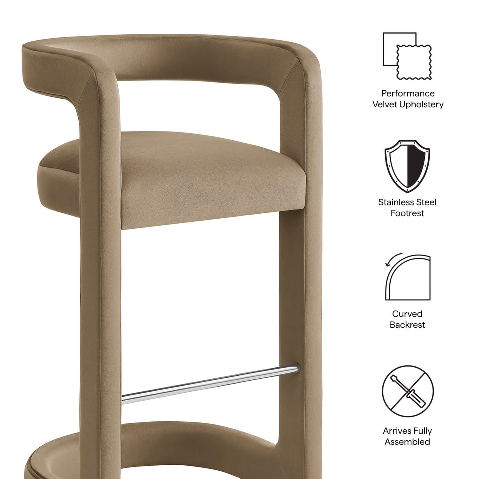 Winslow Performance Velvet Bar Stool Set of 2 by Modway