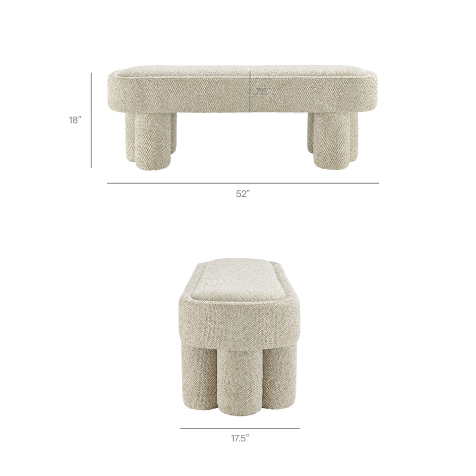 Mossi 52-Inch Oval Boucle Fabric Bench by Modway