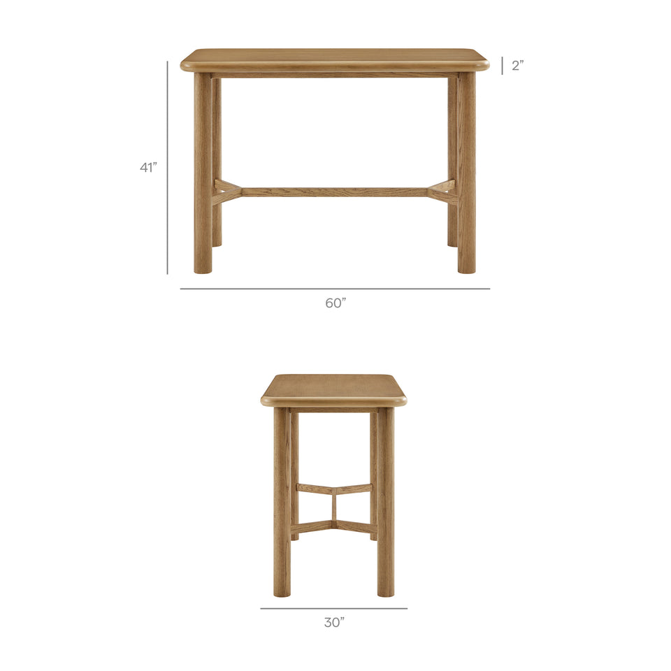 Alvia Rectangular 60" Oak Wood Bar Table by Modway
