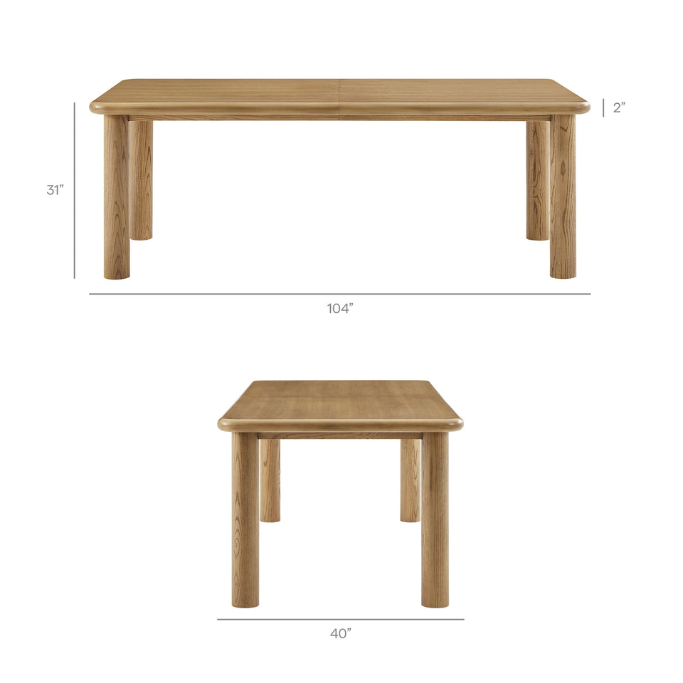 Alvia 86"-105" Extendable Rectangular Oak Wood Dining Table by Modway