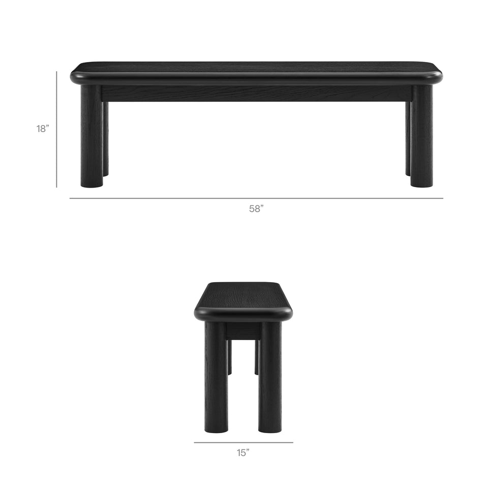 Alvia 58" Oak Wood Bench by Modway