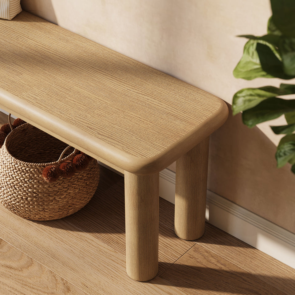 Alvia 58" Oak Wood Bench by Modway