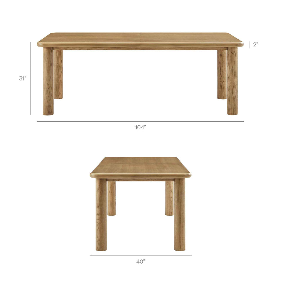 Alvia 7-Piece Oak Wood Extendable Dining Table and Chairs Set by Modway