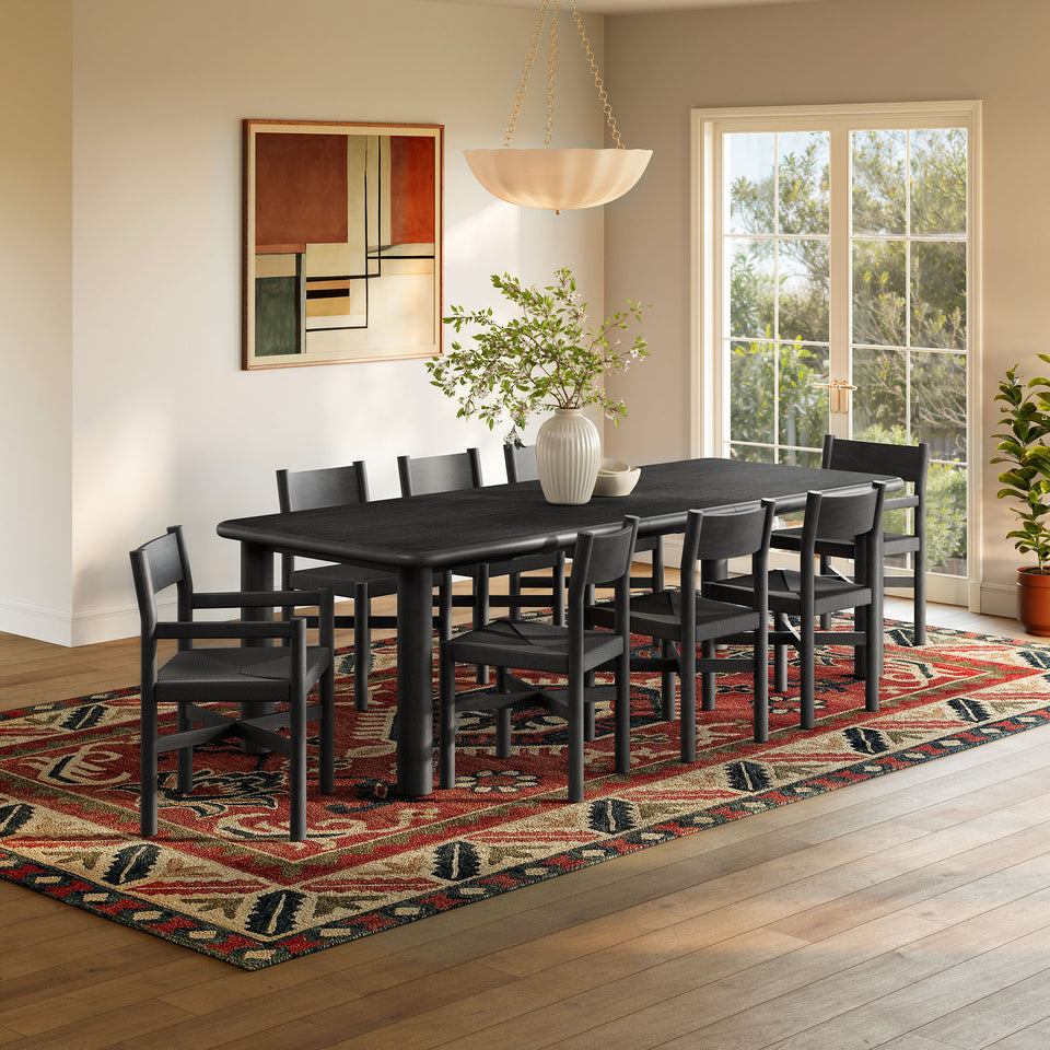Alvia 9-Piece Oak Wood Extendable Dining Table and Chairs Set by Modway