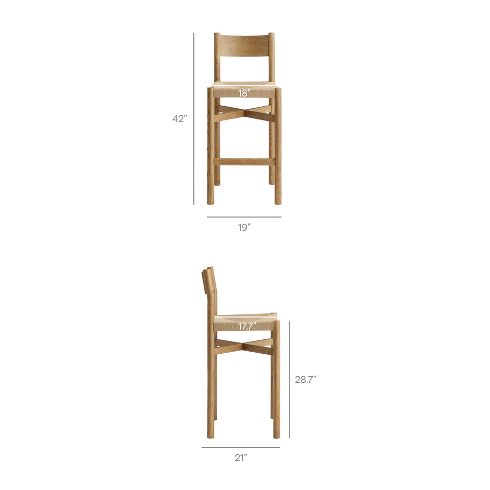 Alvia 3-Piece Round Oak Wood Bar Table With Bar Stools Set by Modway
