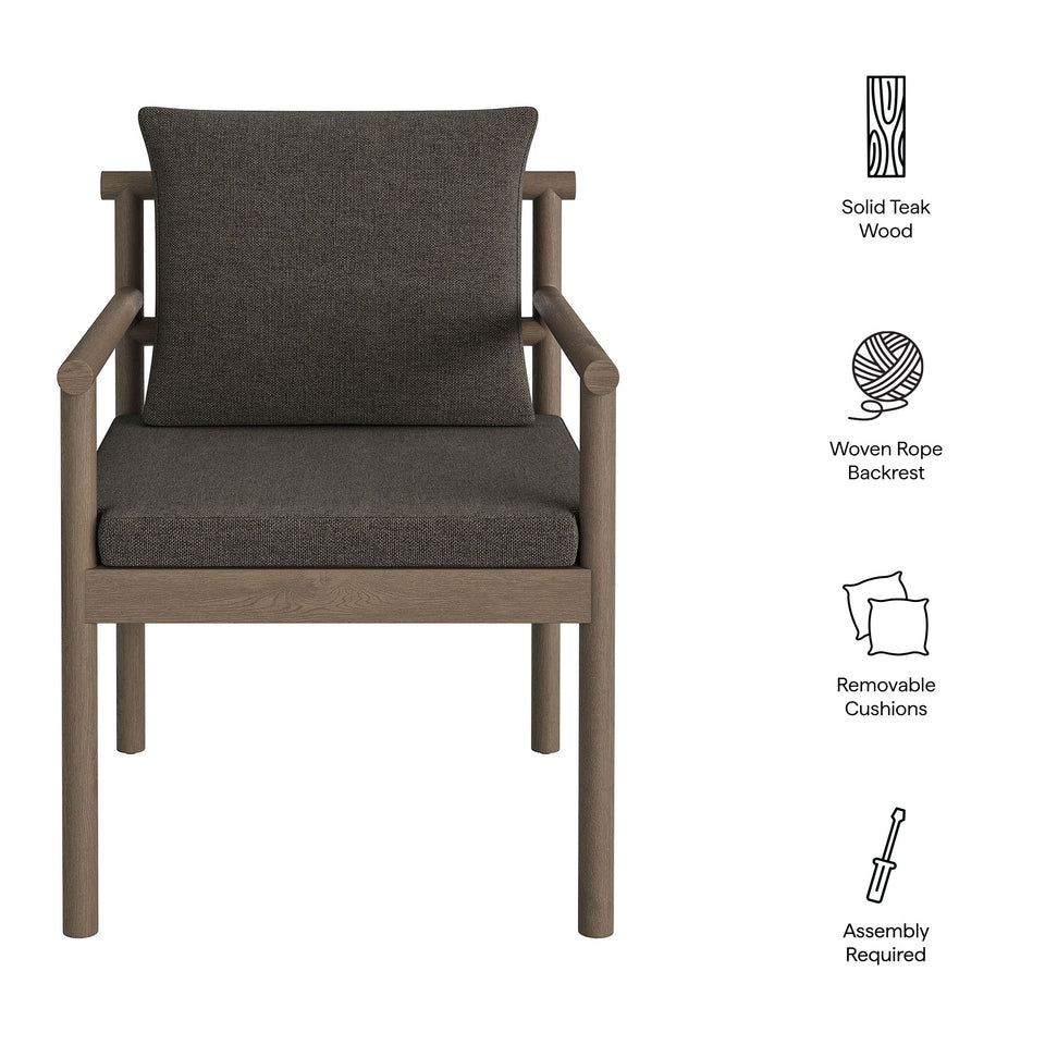 Eleni Outdoor Patio Teak Wood Rope Dining Chair by Modway