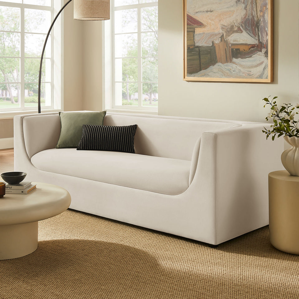 Hilda 86" Curved Back Performance Velvet Sofa by Modway