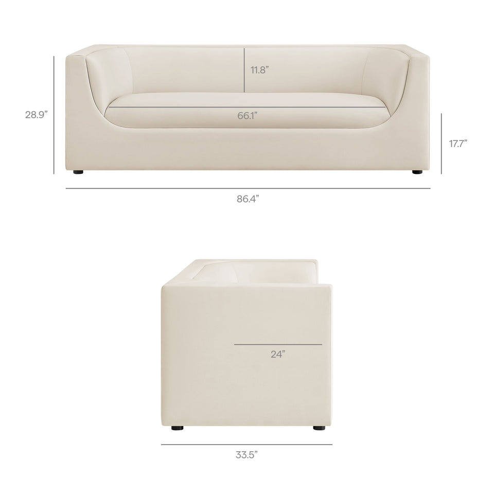 Hilda 86" Curved Back Performance Velvet Sofa by Modway