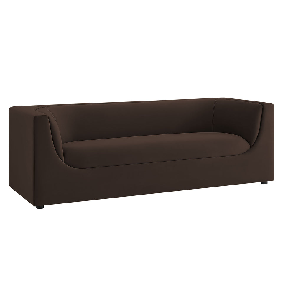 Hilda 86" Curved Back Performance Velvet Sofa by Modway