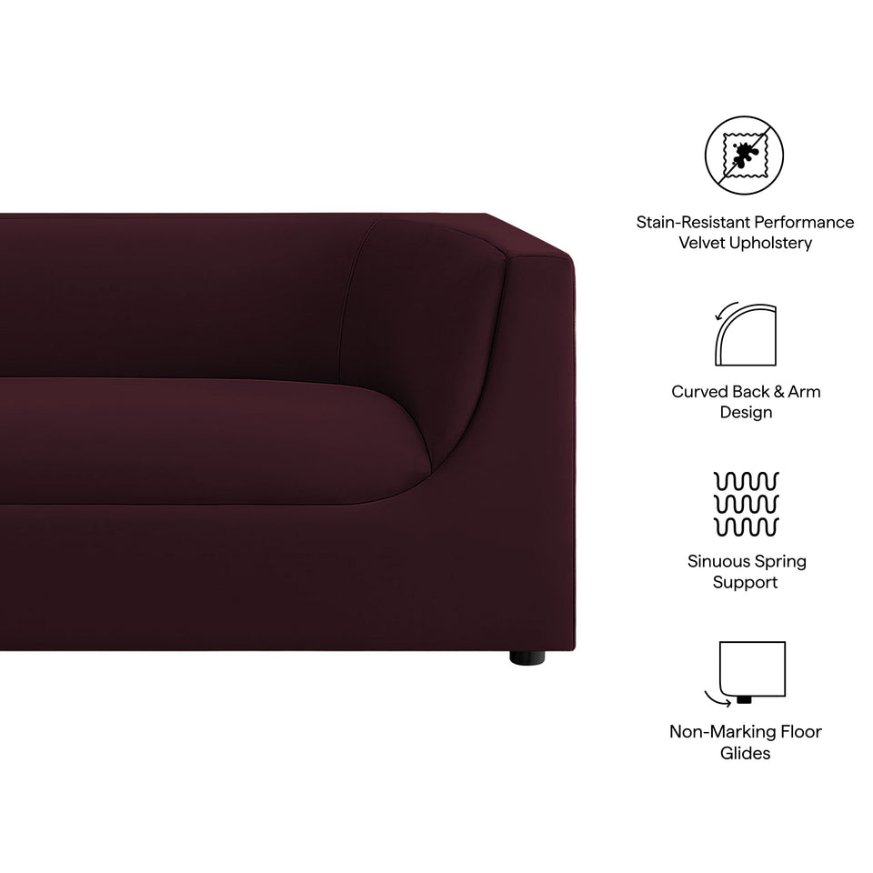 Hilda 86" Curved Back Performance Velvet Sofa by Modway