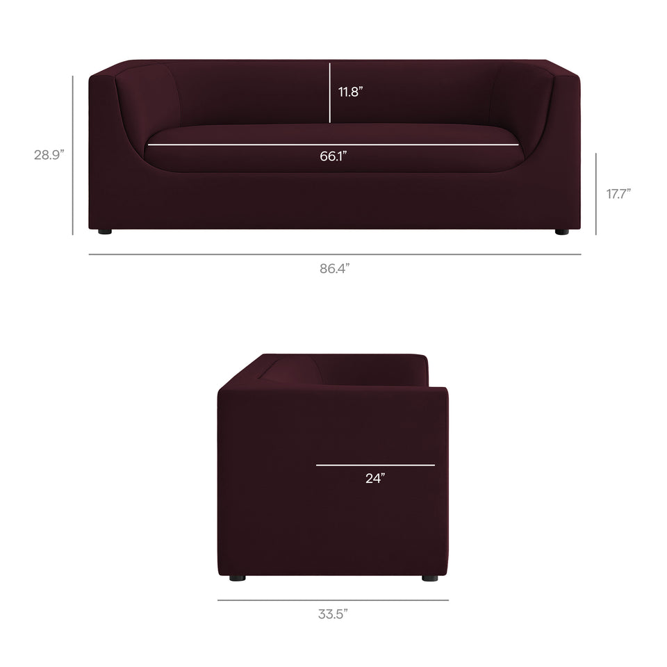 Hilda 86" Curved Back Performance Velvet Sofa by Modway